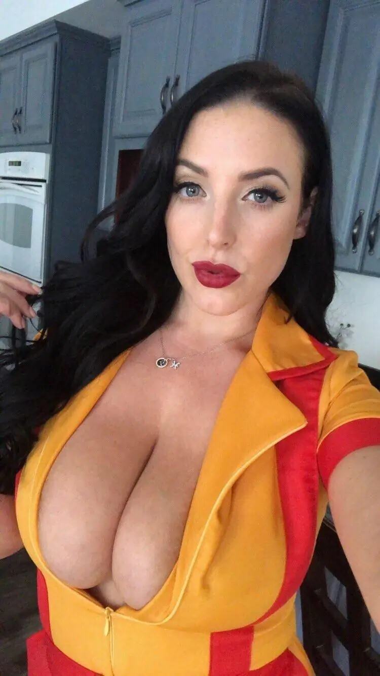 Angela Busting Out as Kat with Massive Tits and Seductive Curves