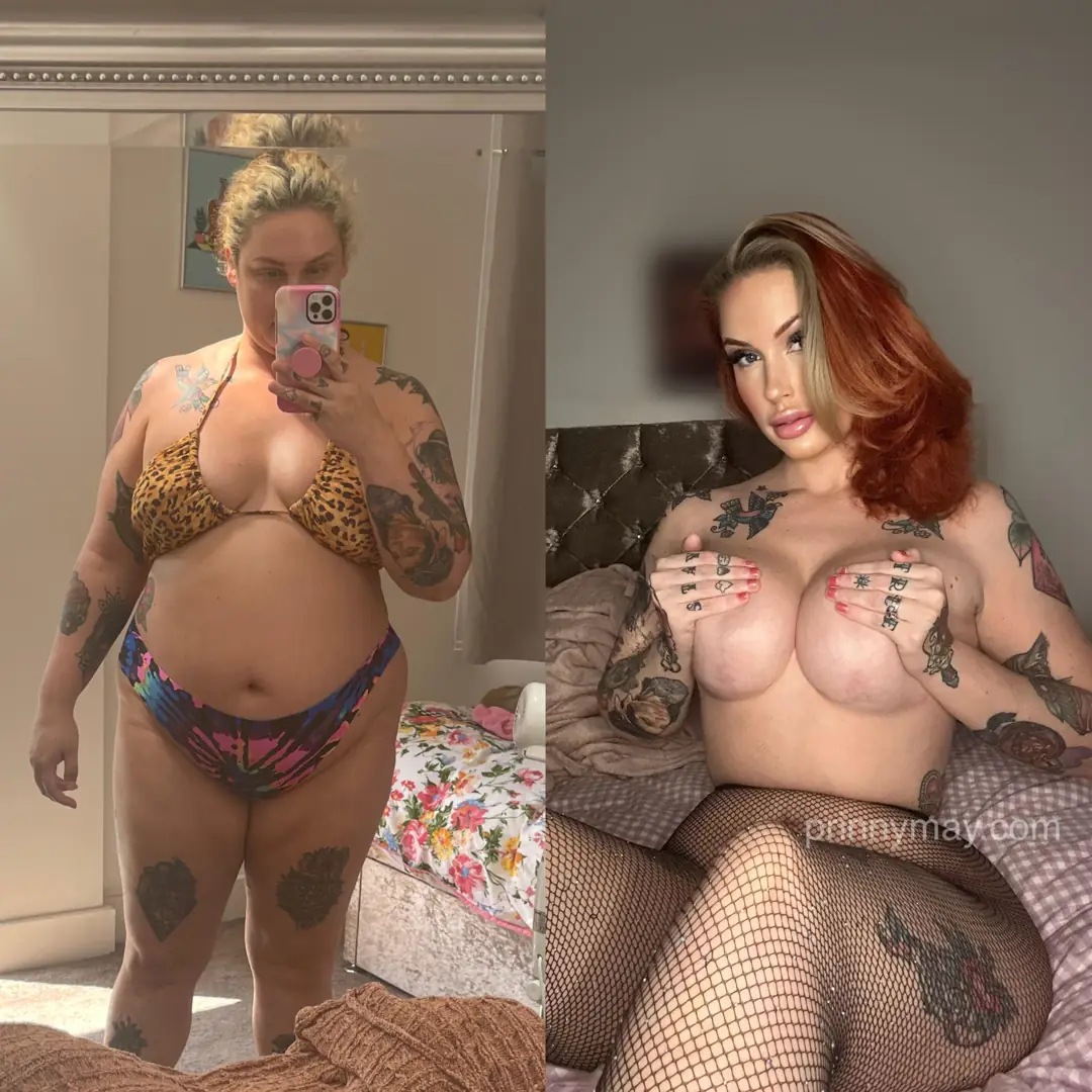 God damn what a transformation: 100lbs down and showing off my gorgeous new tits and juicy lips