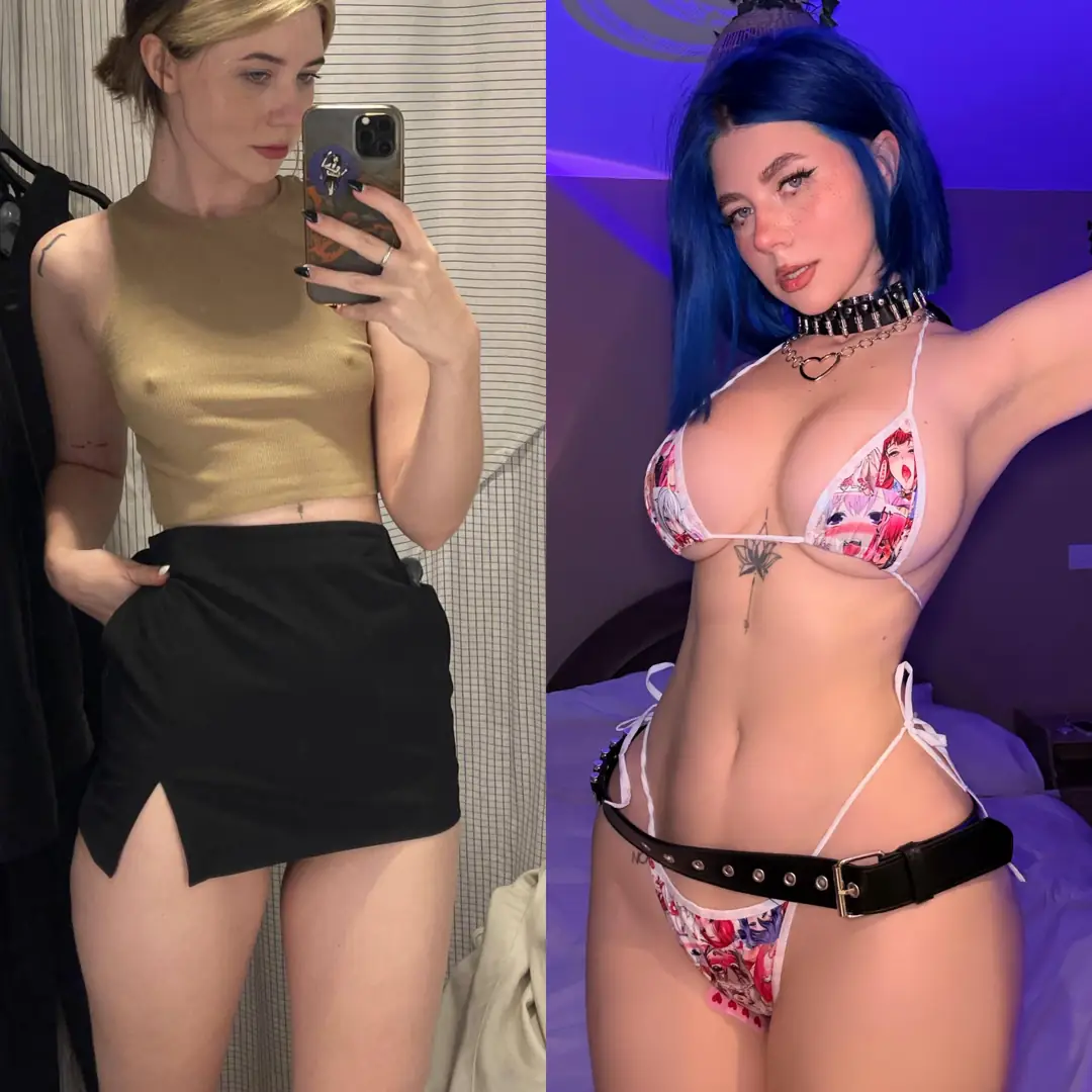 Hot as hell transformation with an amazing waist and bigger tits