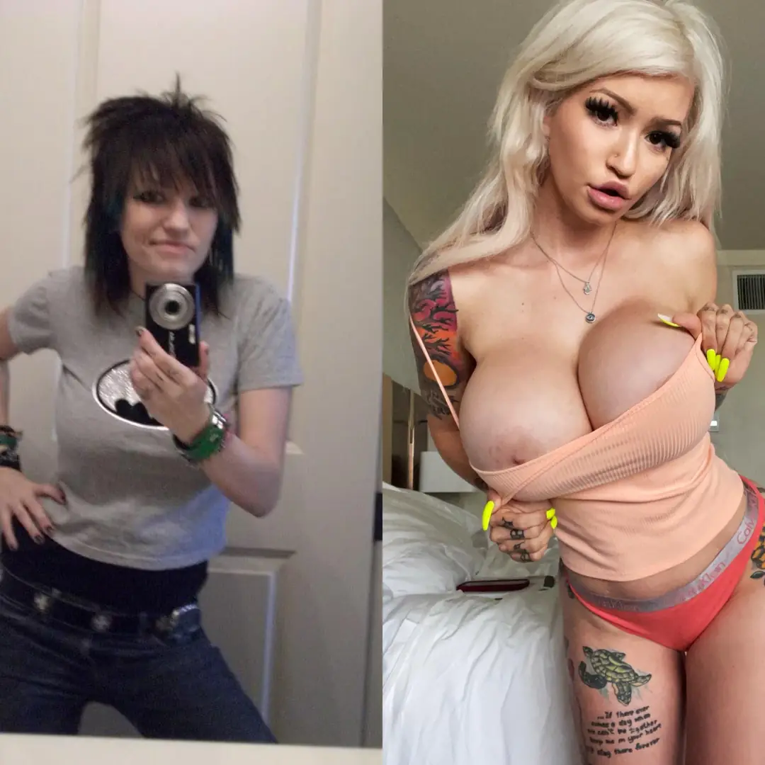 Obsessed with my bimbo transformation and these low cut jeans that make me want a brutal spit-roasting