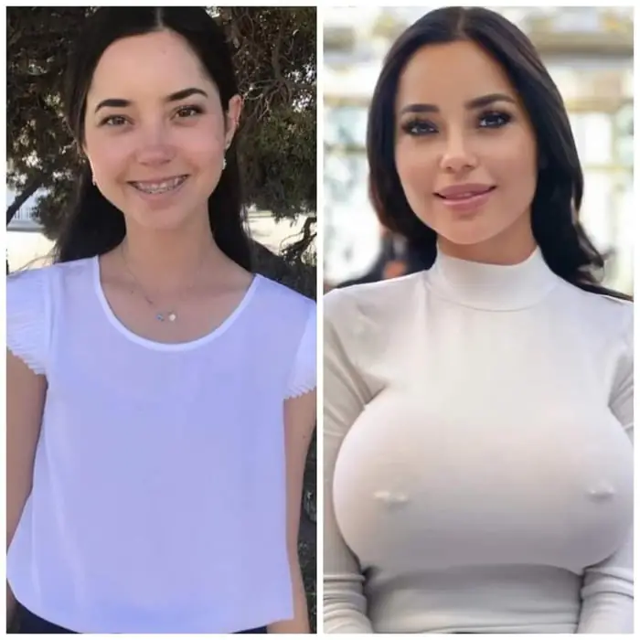 Shy girl to sexy bimbo transformation with huge balloons and pierced nips