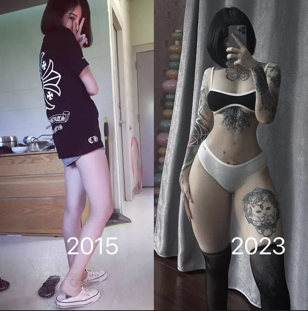 Thick hourglass progress and these good lord thighs are just the beginning of my bimbo transformation